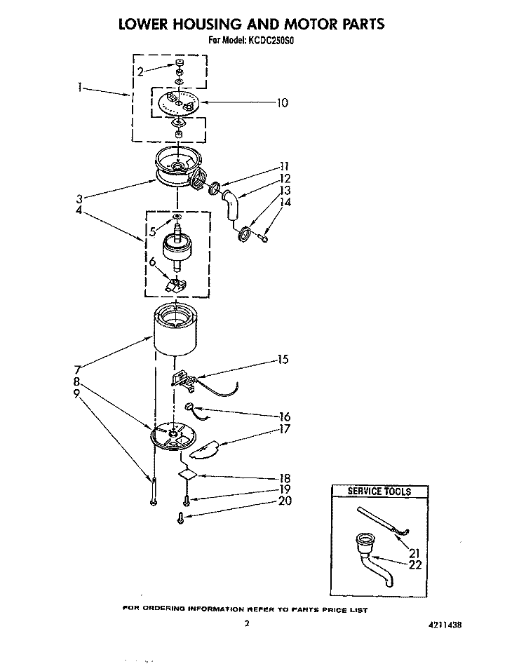SECTION Diagram and Parts List for KCDC250S0  KitchenAid Food Waste Disposer