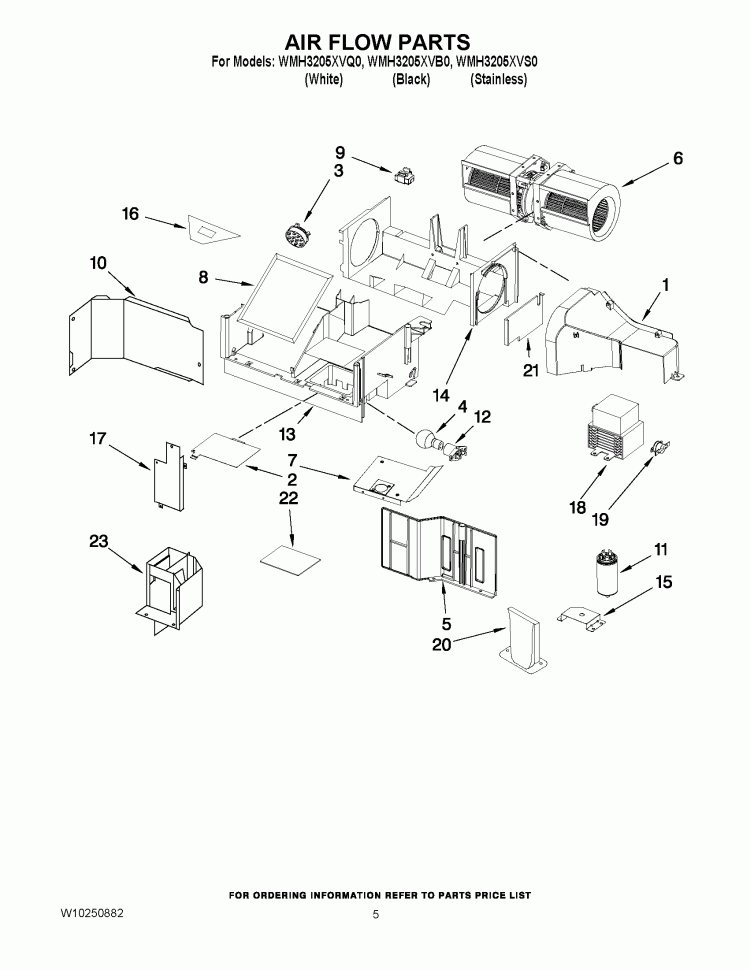 AIR FLOW PARTS Diagram and Parts List for YKHMS2040WS0  KitchenAid Microwave