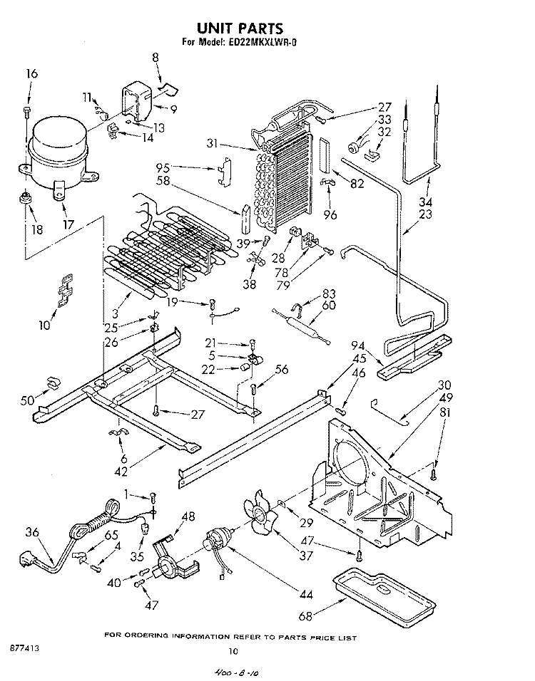 UNIT Diagram and Parts List for ED22MKXLWR0  Whirlpool Refrigerator
