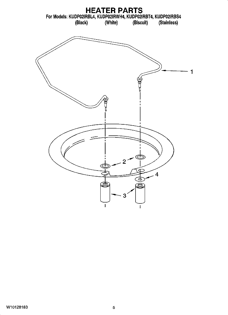 HEATER PARTS Diagram and Parts List for KUDP02IRWH4  KitchenAid Dishwasher
