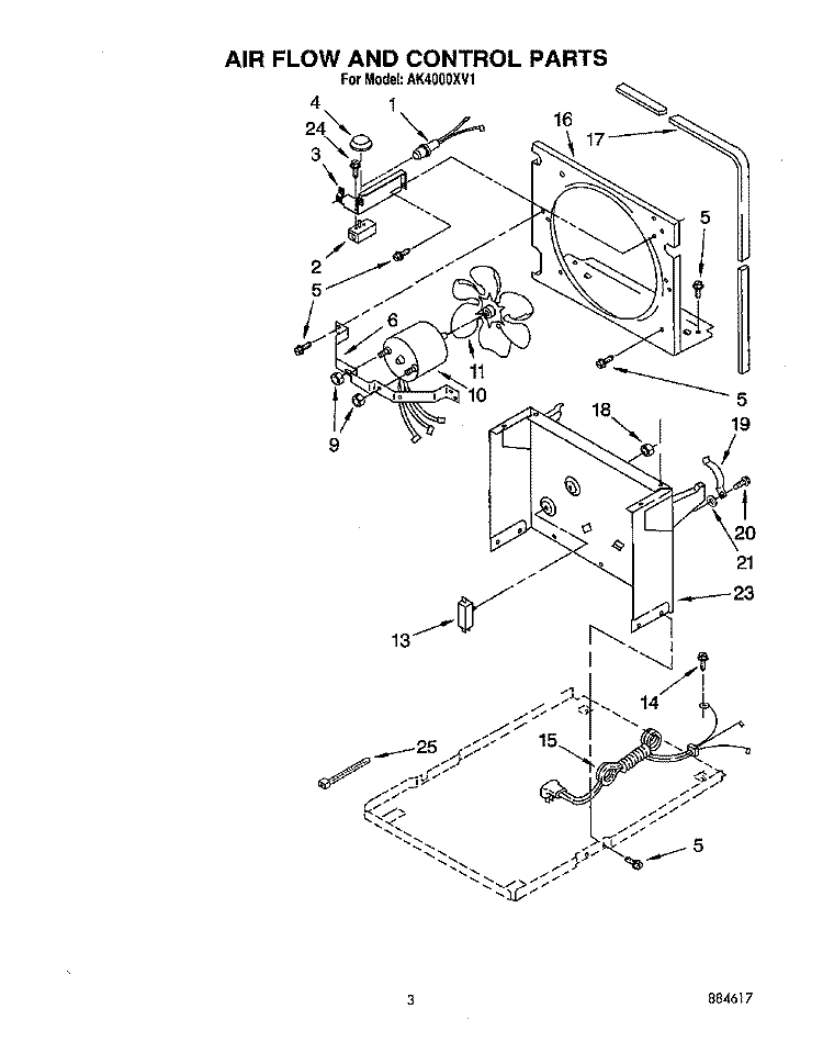 SECTION Diagram and Parts List for AK4000XV1  Whirlpool Dehumidifier