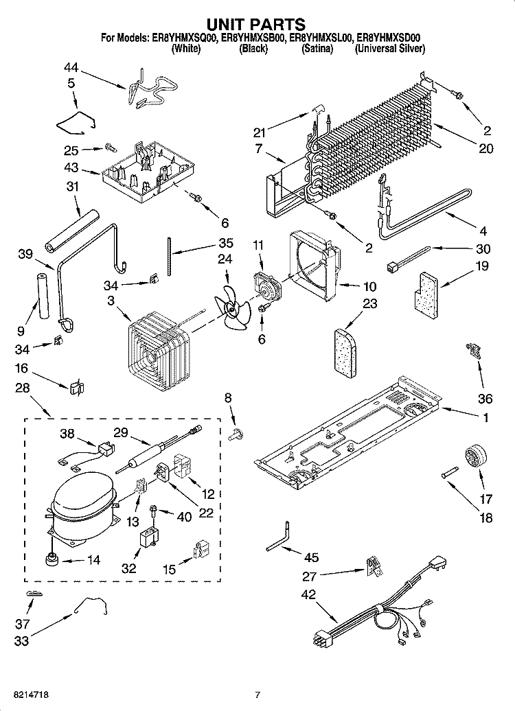 UNIT PARTS Diagram and Parts List for ER8YHMXSL00  Whirlpool Refrigerator