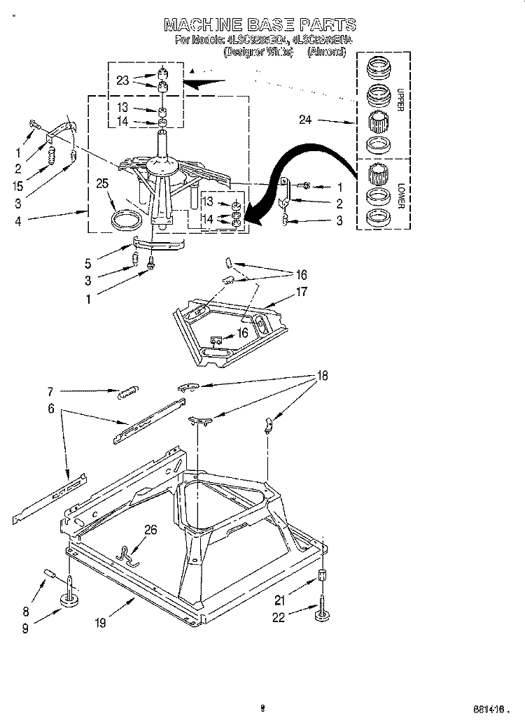 MACHINE BASE Diagram and Parts List for 4LSC8255BN4  Whirlpool Washer