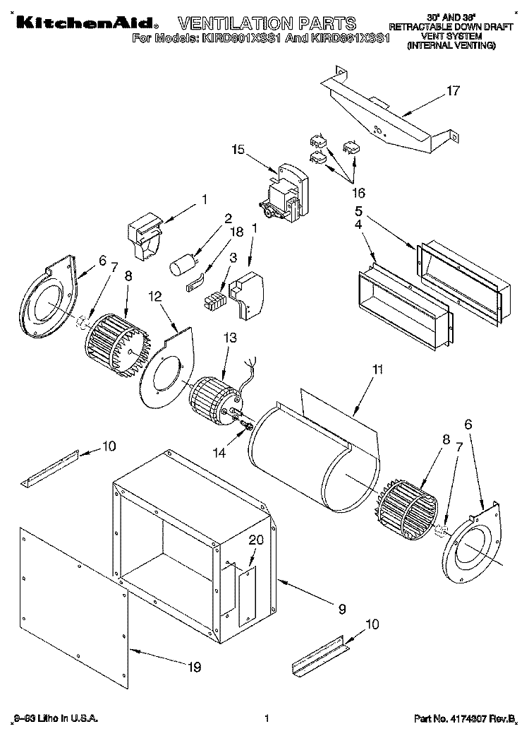 SECTION Diagram and Parts List for KIRD861XSS1  KitchenAid Range Hood