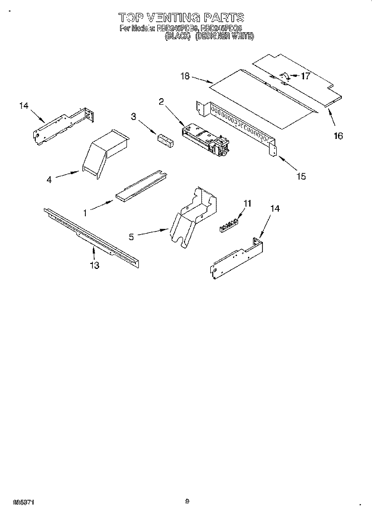TOP VENTING, OPTIONAL Diagram and Parts List for RBD245PDQ6  Whirlpool Wall Oven