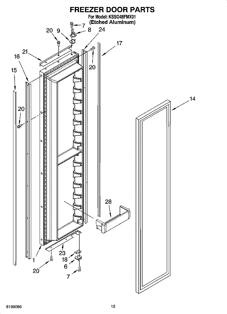FREEZER DOOR PARTS Diagram and Parts List for KSSO48FMX01  KitchenAid Refrigerator