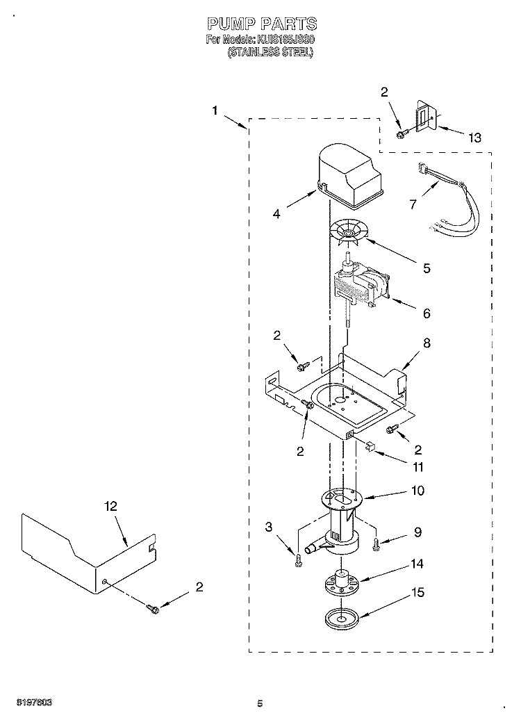 PUMP Diagram and Parts List for KUIS185JSS0  KitchenAid Ice Maker