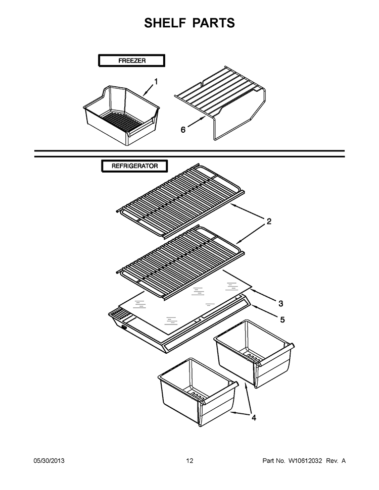 SHELF PARTS Diagram and Parts List for W8TXNWMBQ00  Whirlpool Refrigerator