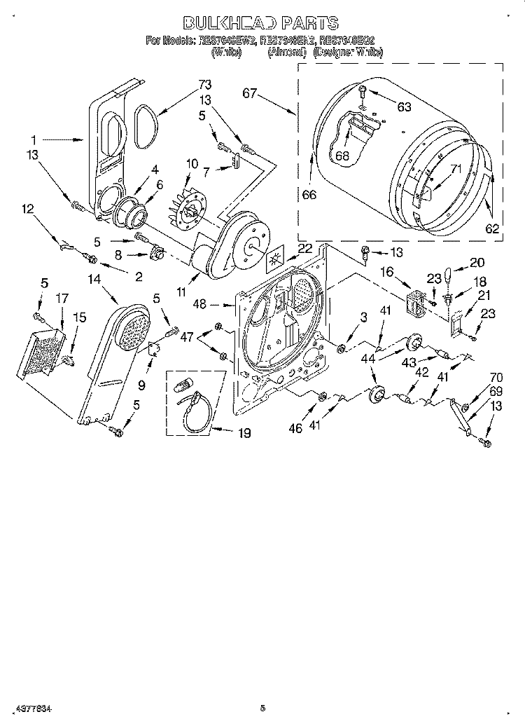 SECTION Diagram and Parts List for RES7648EQ2  Roper Dryer
