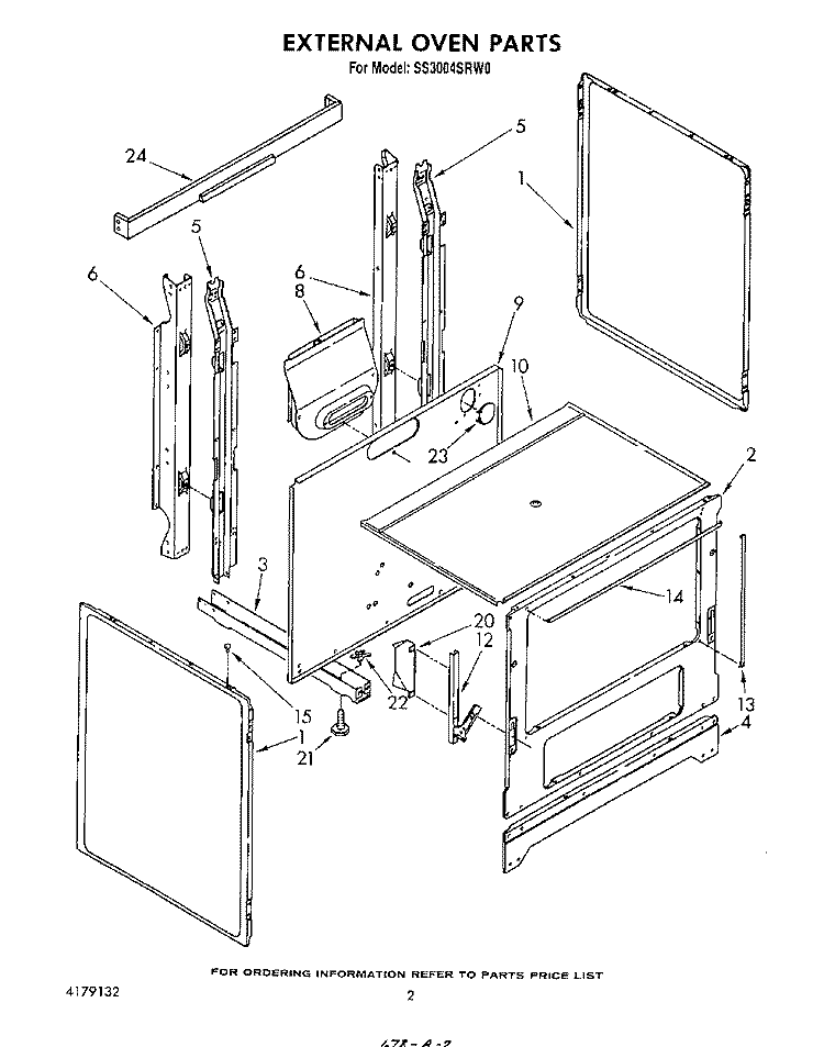 EXTERNAL OVEN Diagram and Parts List for SS3004SRW0  Whirlpool Range