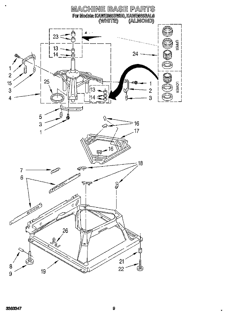 MACHINE BASE Diagram and Parts List for KAWE665BAL0  KitchenAid Washer