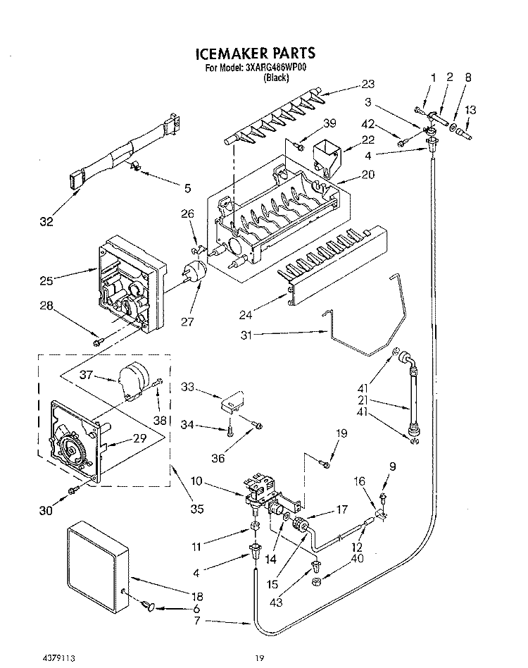 ICEMAKER, LIT/OPTIONAL Diagram and Parts List for 3XARG486WP00  Whirlpool Refrigerator