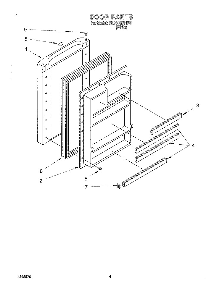 DOOR Diagram and Parts List for ML05CCXHW1  Whirlpool Refrigerator