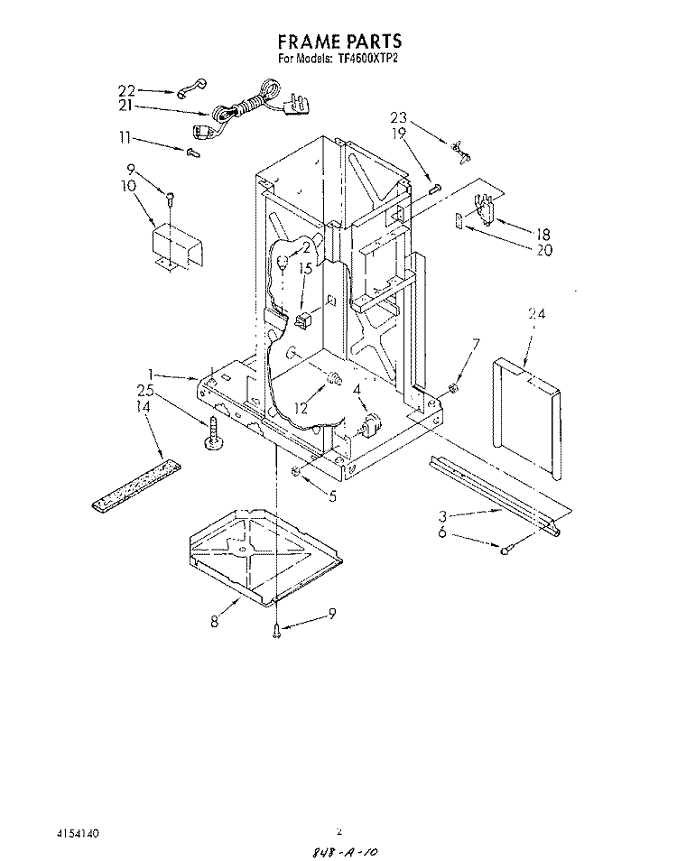 FRAME Diagram and Parts List for TF4600XTP2  Whirlpool Trash Compactor