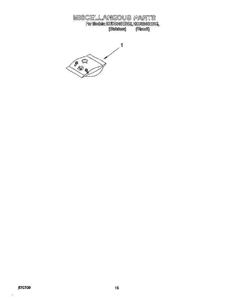 MISCELLANEOUS, LIT/OPTIONAL Diagram and Parts List for KUDS24SEBT5  KitchenAid Dishwasher