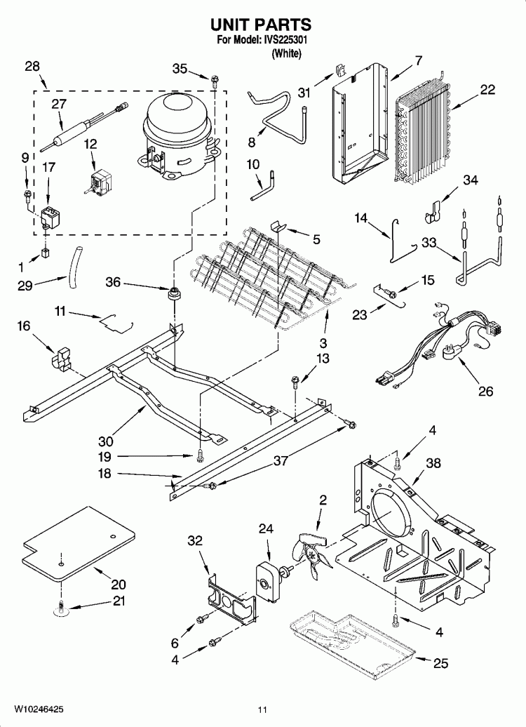 UNIT PARTS Diagram and Parts List for IVS225301  Inglis Refrigerator