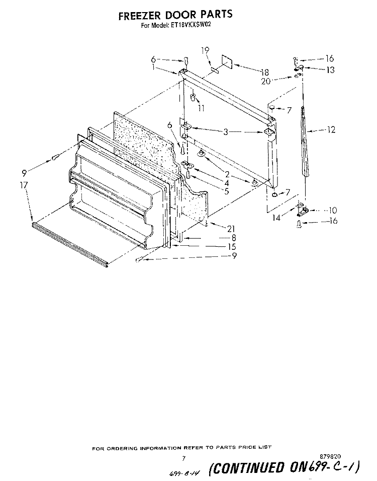 FREEZER DOOR Diagram and Parts List for ET18VKXSW02  Whirlpool Refrigerator