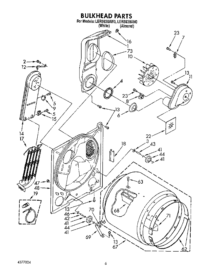 SECTION Diagram and Parts List for LER5638AN0  Whirlpool Dryer