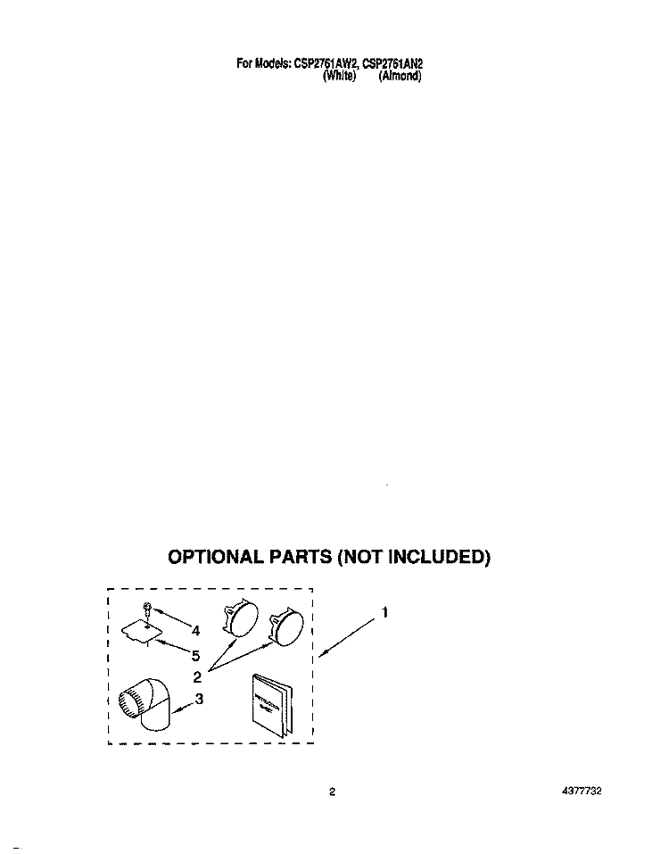 OPTIONAL Diagram and Parts List for CSP2761AN2  Whirlpool Dryer