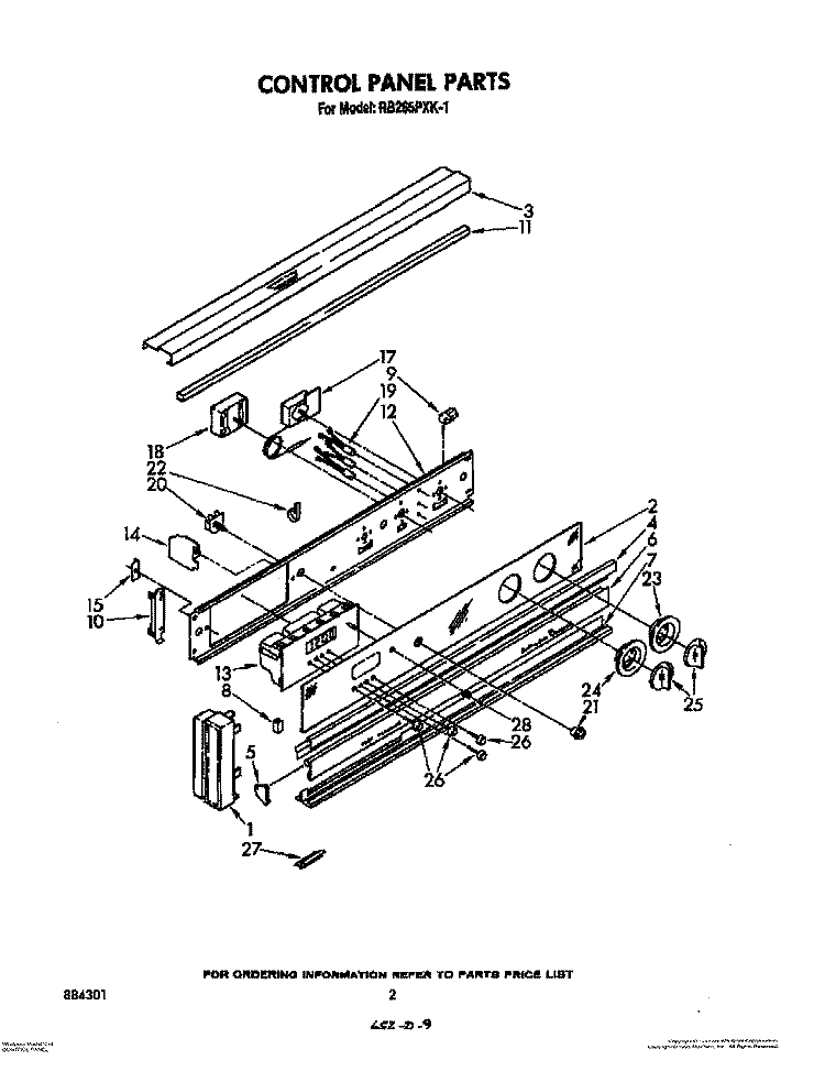 CONTROL PANEL, LIT/OPTIONAL Diagram and Parts List for RB265PXK1  Whirlpool Wall Oven