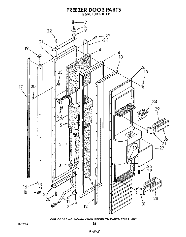 FREEZER DOOR Diagram and Parts List for KSRF36DTX01  KitchenAid Refrigerator