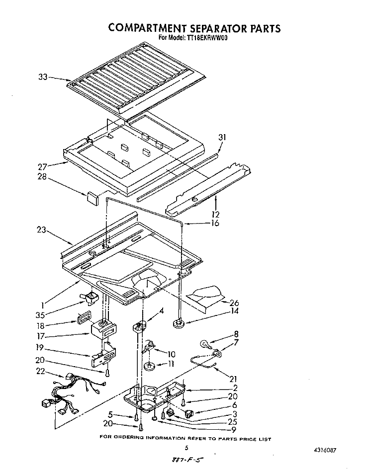 COMPARTMENT SEPARATOR Diagram and Parts List for TT18EKRWW00  Estate Refrigerator