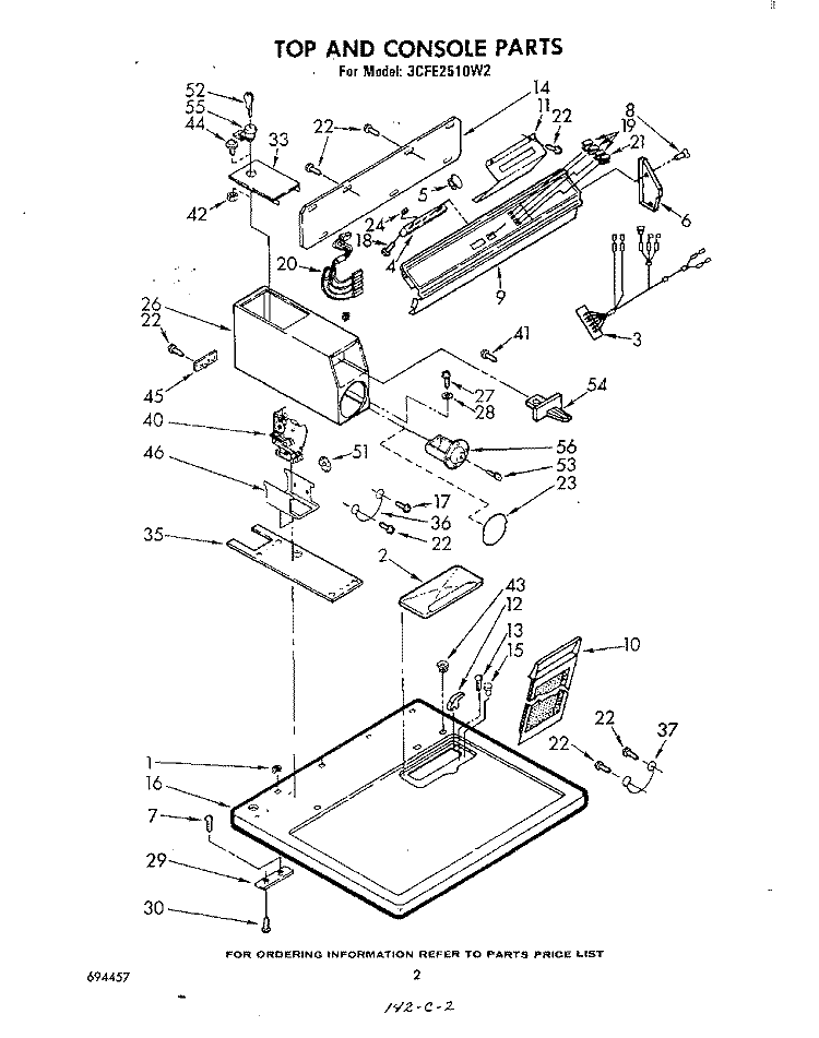 SECTION Diagram and Parts List for 3CFE2510W2  Whirlpool Dryer