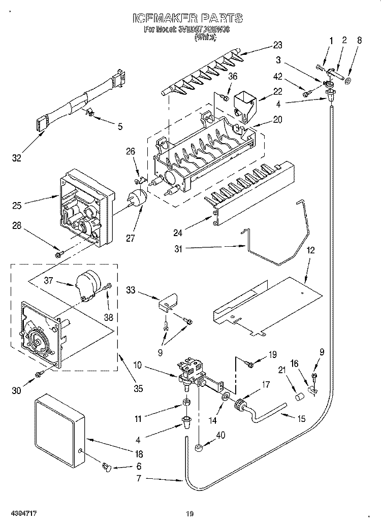 ICEMAKER, LIT/OPTIONAL Diagram and Parts List for 3VED27DQEW00  Whirlpool Refrigerator