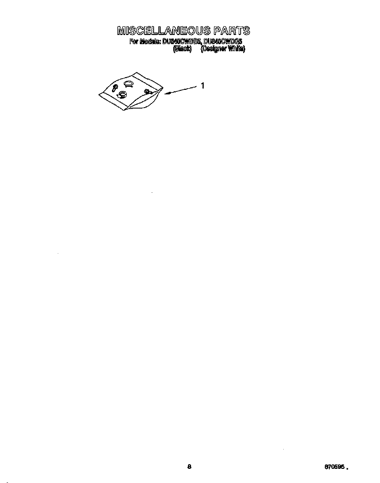 MISCELLANEOUS, LIT/OPTIONAL Diagram and Parts List for DU840CWDQ5  Whirlpool Dishwasher
