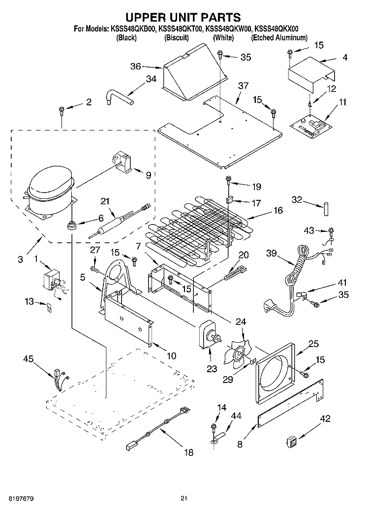 UPPER UNIT Diagram and Parts List for KSSS48QKT00  KitchenAid Refrigerator