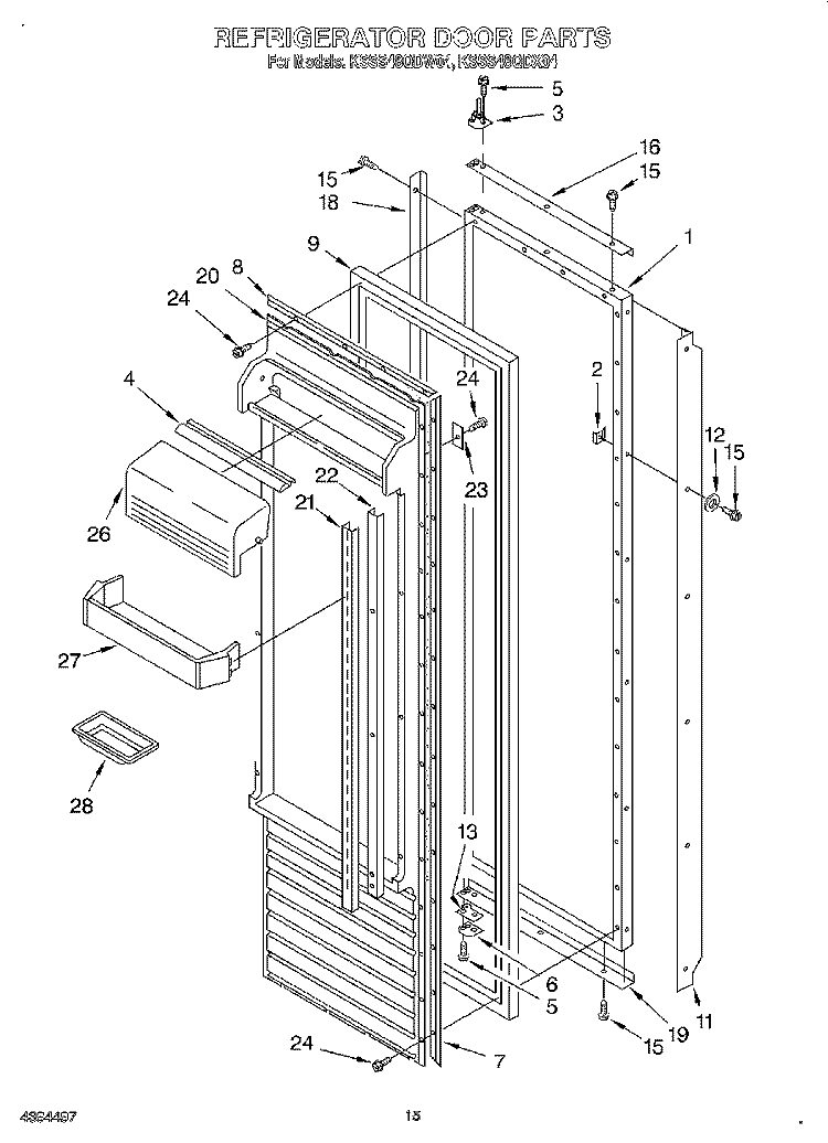 REFRIGERATOR DOOR Diagram and Parts List for KSSS48QDX04  KitchenAid Refrigerator