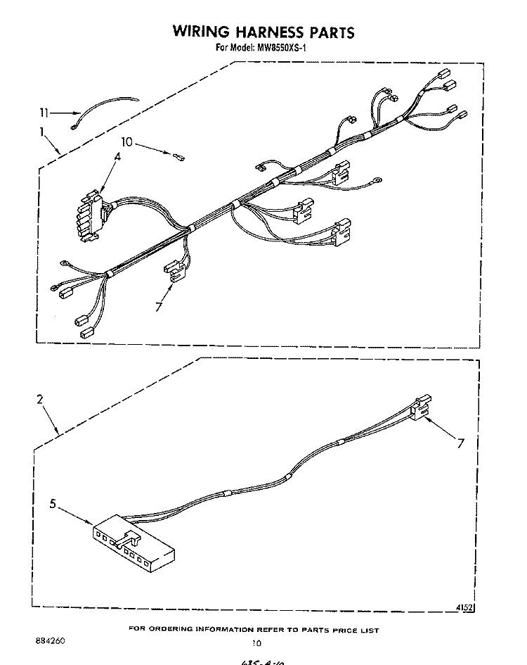 WIRING HARNESS , LITERATURE AND OPTIONAL Diagram and Parts List for MW8550XS1  Whirlpool Microwave