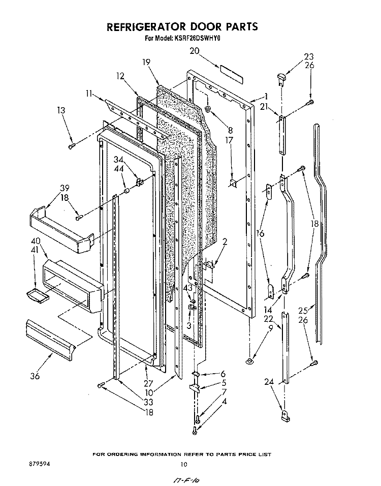 REFRIGERATOR DOOR Diagram and Parts List for KSRF26DSWHY0  KitchenAid Refrigerator