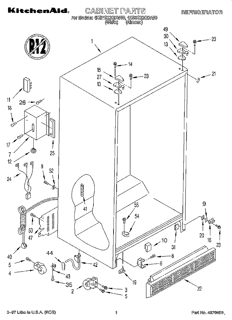 CABINET Diagram and Parts List for 4KSRS22QDW00  KitchenAid Refrigerator