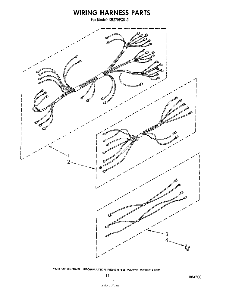 WIRING HARNESS Diagram and Parts List for RB270PXK3  Whirlpool Wall Oven