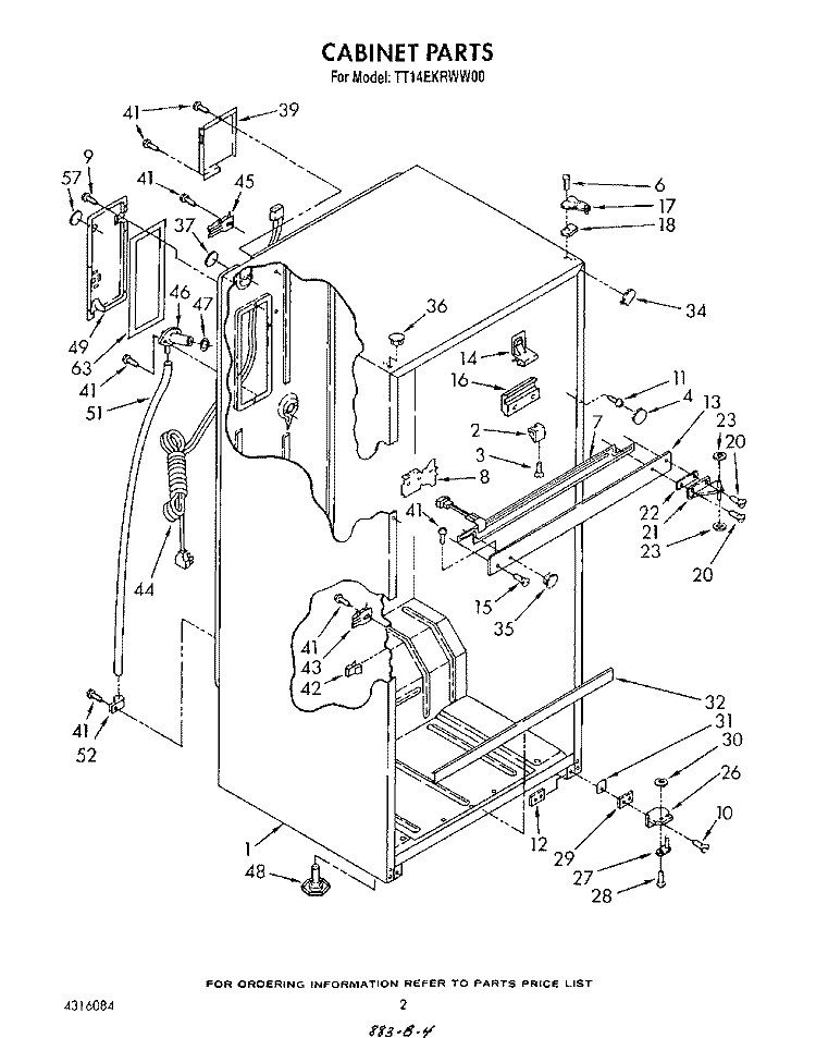 CABINET Diagram and Parts List for TT14EKRWW00  Estate Refrigerator