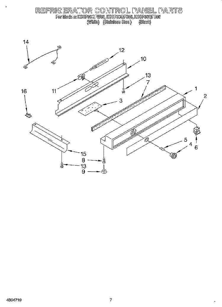 REFRIGERATOR CONTROL PANEL Diagram and Parts List for KSSP36QFB05  KitchenAid Refrigerator
