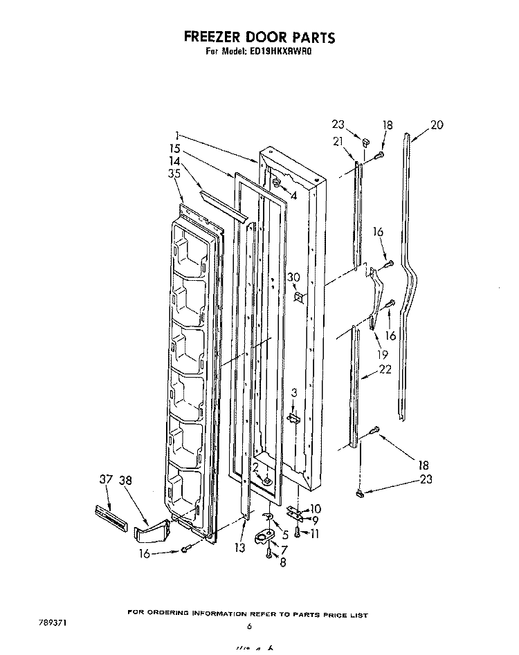 FREEZER DOOR Diagram and Parts List for ED19HKXRNR0  Whirlpool Refrigerator