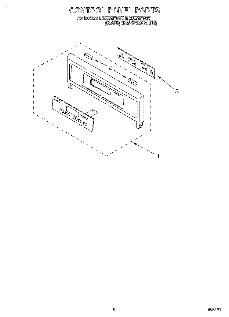 CONTROL PANEL, LITERATURE Diagram and Parts List for RBD275PDB7  Whirlpool Wall Oven