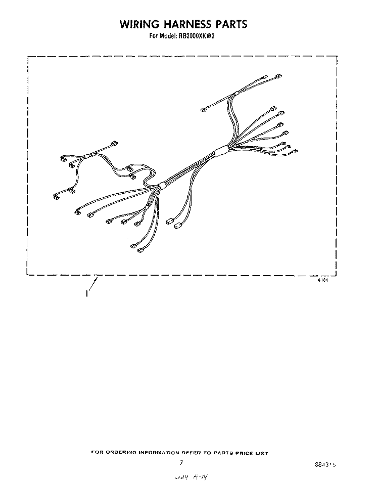 WIRING HARNESS Diagram and Parts List for RB2000XKW2  Whirlpool Wall Oven