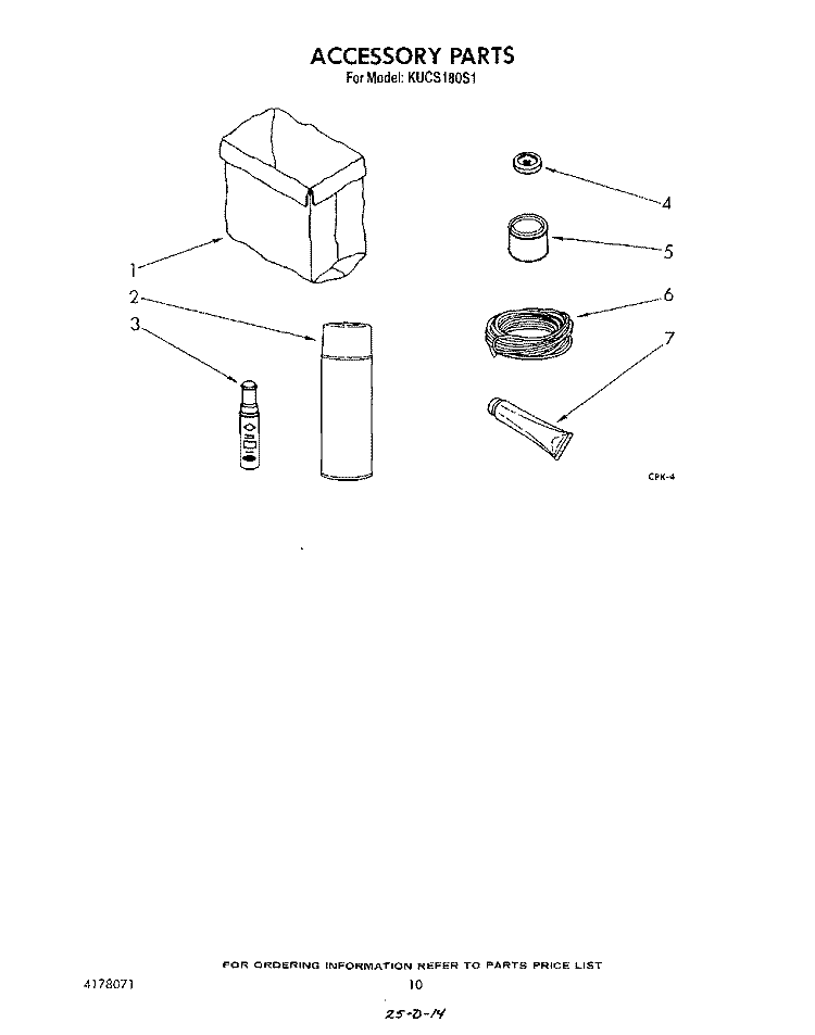 ACCESSORY Diagram and Parts List for KUCS180S1  KitchenAid Trash Compactor