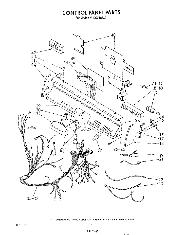 CONTROL PANEL , LITERATURE AND OPTIONAL Diagram and Parts List for KUDS21CS2  KitchenAid Dishwasher