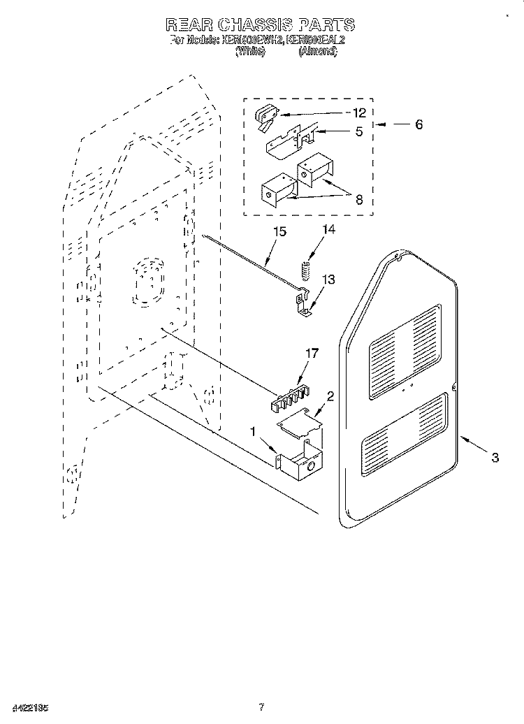 REAR CHASSIS Diagram and Parts List for KERI500EAL2  KitchenAid Range