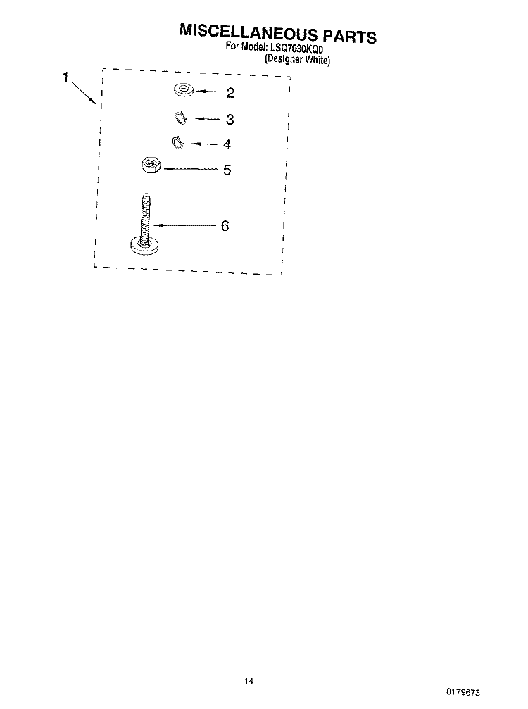 MISCELLANEOUS, OPTIONAL Diagram and Parts List for LSQ7030KQ0  Whirlpool Washer