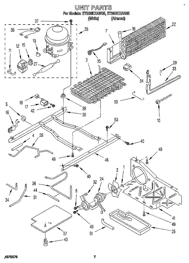 UNIT Diagram and Parts List for ET20NKXAW05  Whirlpool Refrigerator