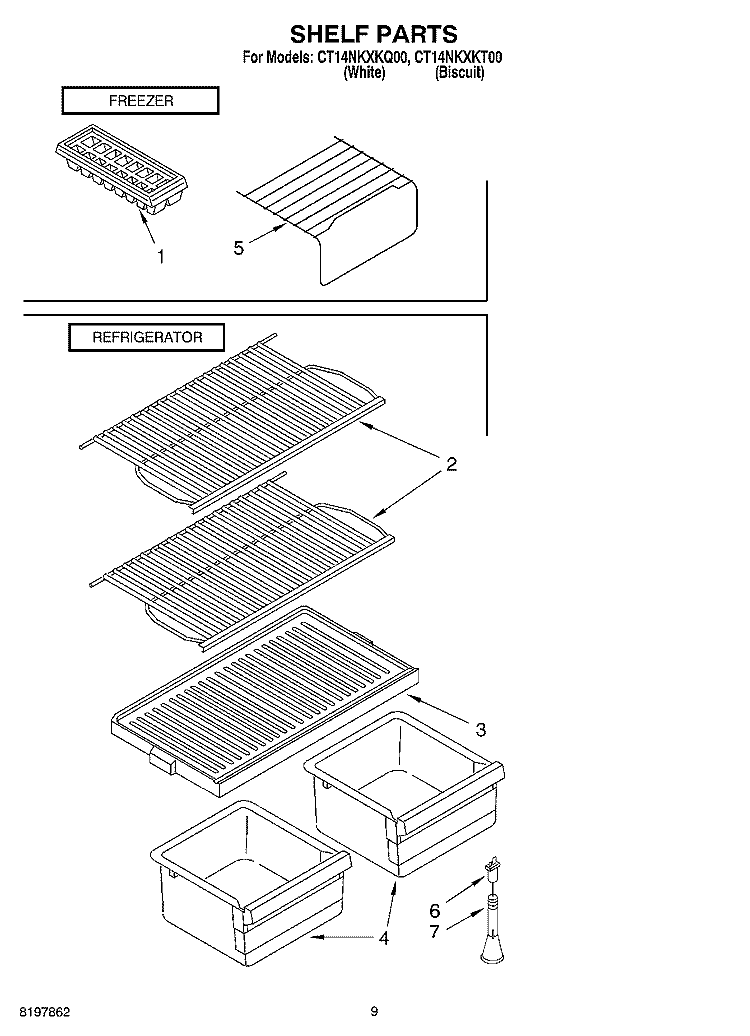 SHELF, OPTIONAL Diagram and Parts List for CT14NKXKQ00  Crosley Refrigerator