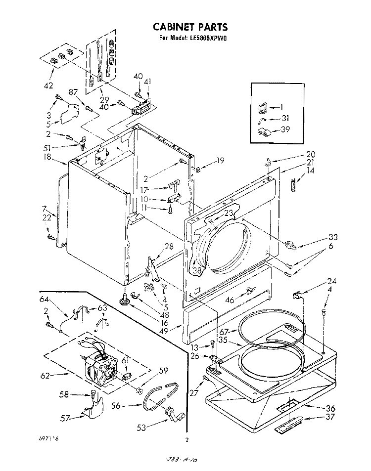 SECTION Diagram and Parts List for LE5805XPW0  Whirlpool Dryer