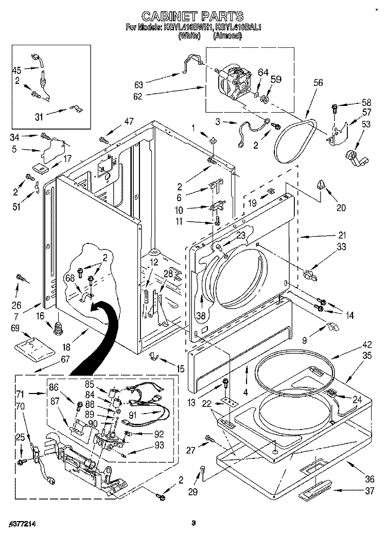 CABINET Diagram and Parts List for KGYL410BAL1  KitchenAid Dryer