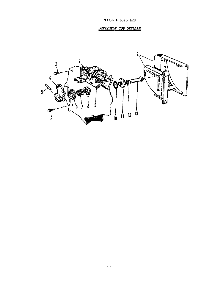 DETERGENT CUP Diagram and Parts List for 8515L20  Roper Dishwasher