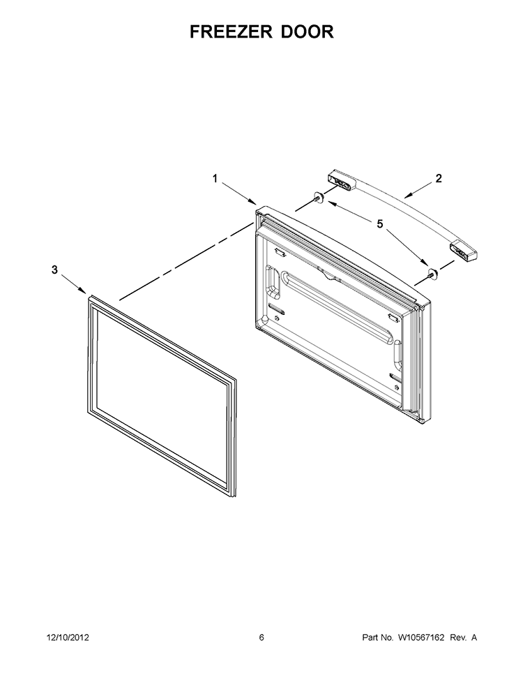 FREEZER DOOR Diagram and Parts List for GX5FHDXVB08  Whirlpool Refrigerator